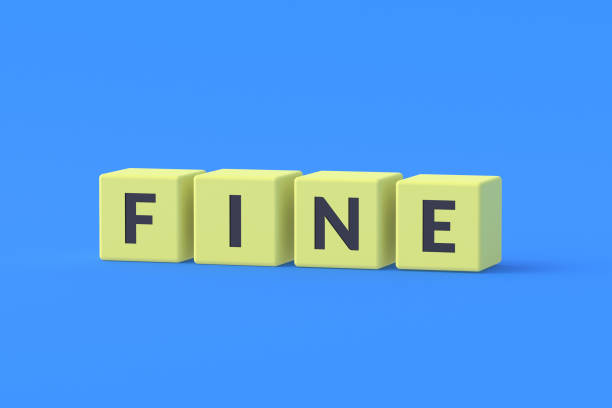 istock Word fine on yellow cubes on blue background. 3d rendering 1308667974