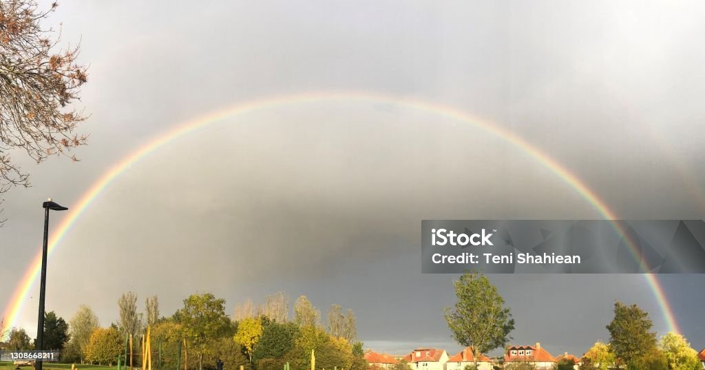Thank you NHS Landscape rainbow image NHS Double Rainbow Stock Photo