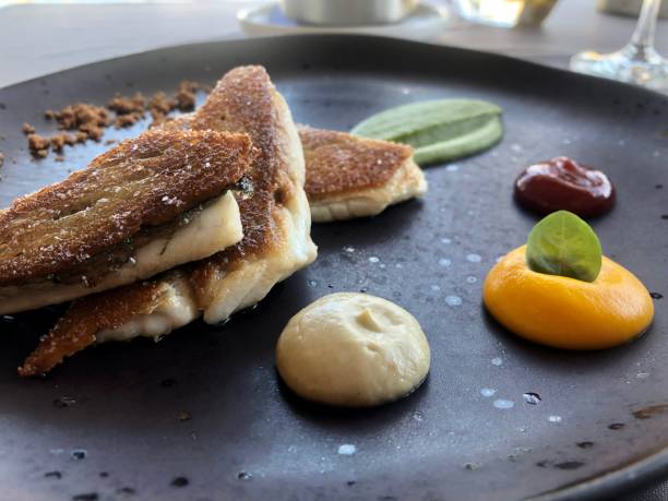 istock Fine dining: seabass with crispy skin 1308670737