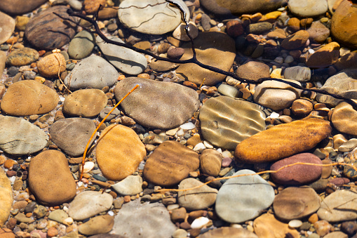 Background - Nature - Colored Rocks In Shallow Water - Full Frame
