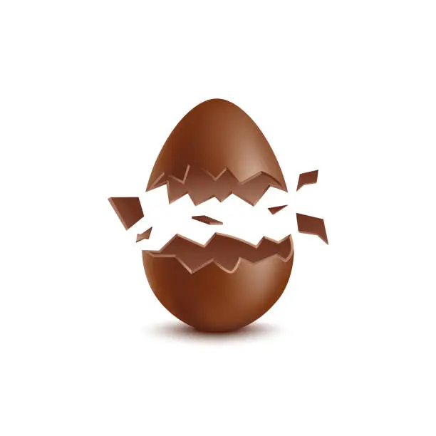 Vector illustration of Chocolate egg bursting into pieces - Easter candy explosion