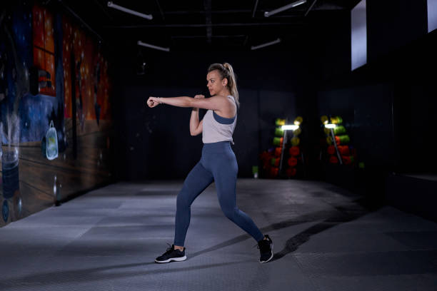 istock Combat sport exercises in the gym 1308681340