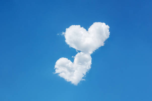 istock Two clouds in the shape of heart on a blue clear sky 1308685578