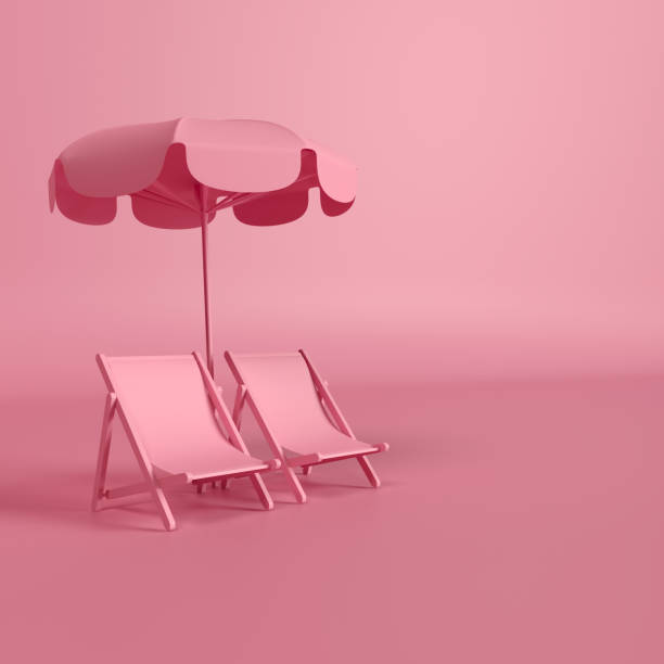 istock Luxury pink chairs and umbrella on pastel pink background 1308697324