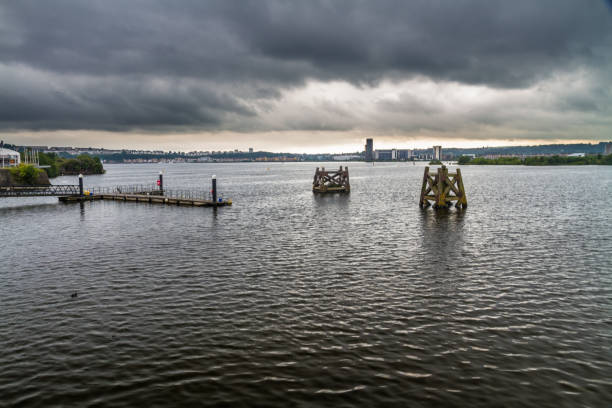 istock Evening at Cardiff Bay, with old mooring posts. 1308698551