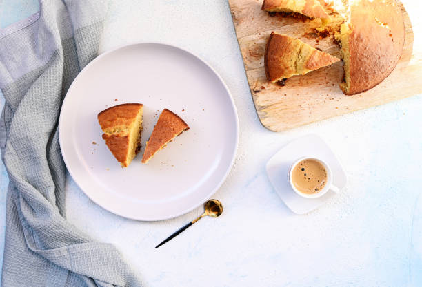 istock Continental breakfast flatlay with coffee and cake 1308698887