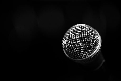 microphone on black background. Music concept,