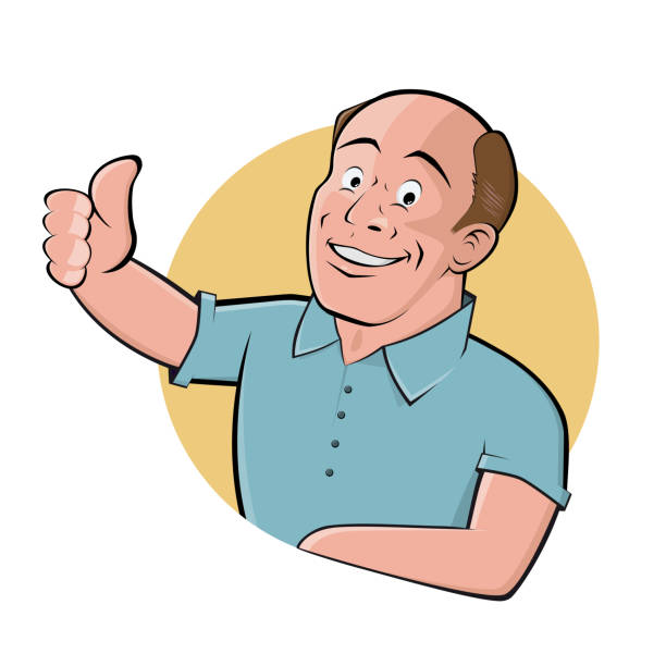 Cartoon Logo Of A Handsome Bald Man With Thumbs Up Stock Illustration -  Download Image Now - Men, Hair Loss, Logo - iStock