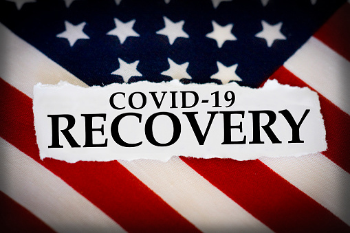 Covid-19 Recovery with US flag