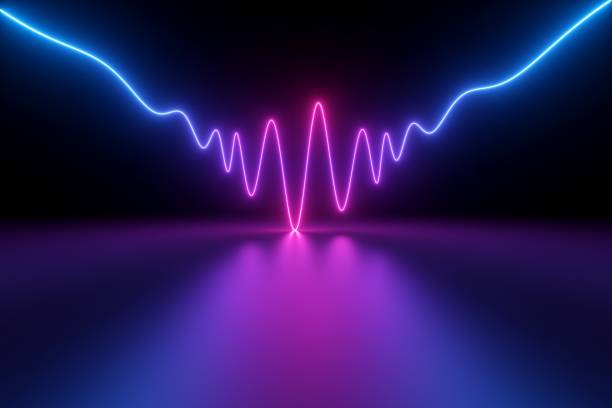 istock 3d render, abstract background with zigzag line glowing neon light, laser beam 1308704920