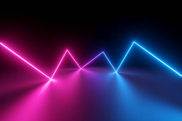 istock 3d render, abstract background with zigzag line glowing neon light, laser beam 1308705487