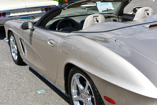 Seattle, Washington United States - June 27, 2015: Its the rear view of the Chevrolet Corvette Vintage on display showing its pride and joys at the Greenwood Car Show in Seattle.