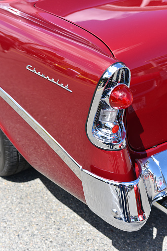 Seattle, Washington United States - June 27, 2015: Its the rear view of the Chevrolet Vintage on display showing its pride and joys at the Greenwood Car Show in Seattle.