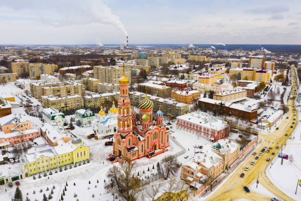 Top view of the Cathedral of the Ascension of the Lord in city of Tambov. Russia Top view of the Cathedral of the Ascension of the Lord in the city of Tambov. Russia tambov russia stock pictures, royalty-free photos & images