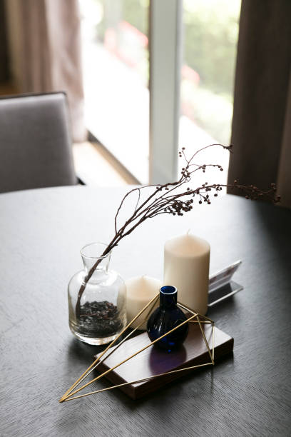 istock Candles and objects decoration on wooden table 1308719046