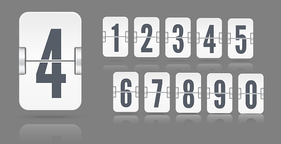 Random Numbers Flipboard White Set Of Flip Numbers On A Mechanical Scoreboard With Reflections ...