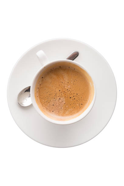 istock Hot coffee in white cup isolated on white 1308722919