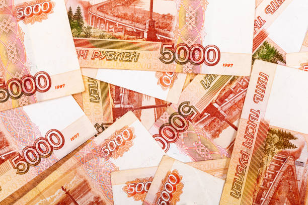 istock Russian money. 5000 bills. Pile of banknotes 1308724765