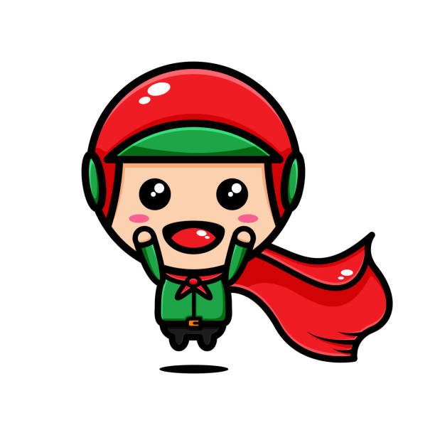 ilustrações de stock, clip art, desenhos animados e ícones de cute courier character design themed become superman for fast delivery - superman superhero heroes delivering