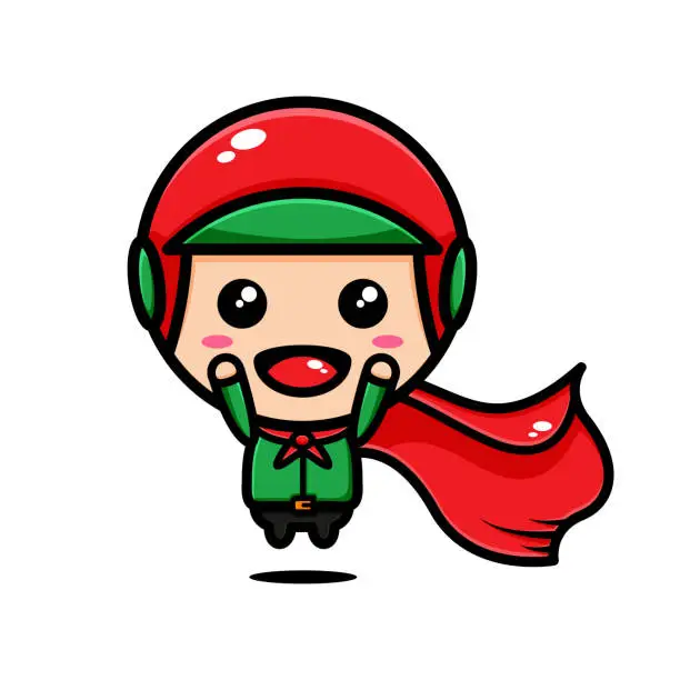 Vector illustration of cute courier character design themed become Superman for fast delivery