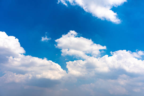 Morning blue sky and cumulus clouds for cloudscape background concept Cumulus white clouds floating on summer blue sky in beautiful morning stratosphere meteorology climate air stock pictures, royalty-free photos & images