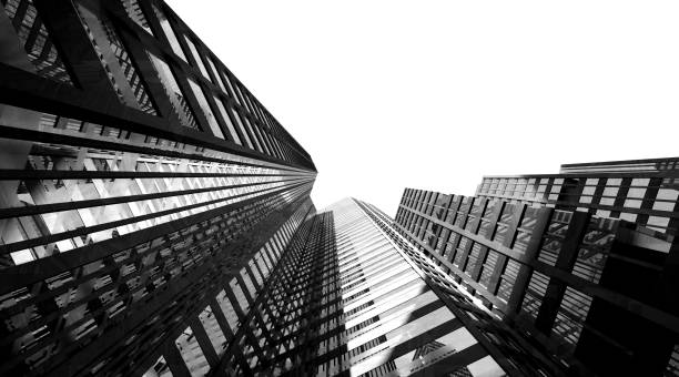 istock Monochrome skyscrapers seen from below 1308742866