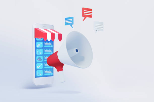 istock mobile phone with shopping application and megaphone 3d illustration 1308743790
