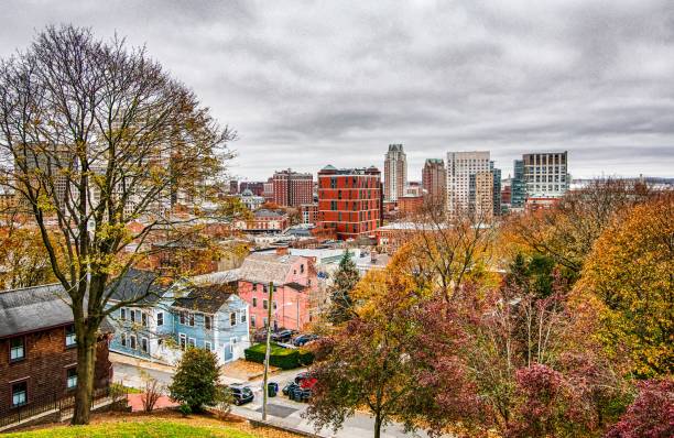 istock Providence rhode island skyline on a cloudy gloomy day 1308744003