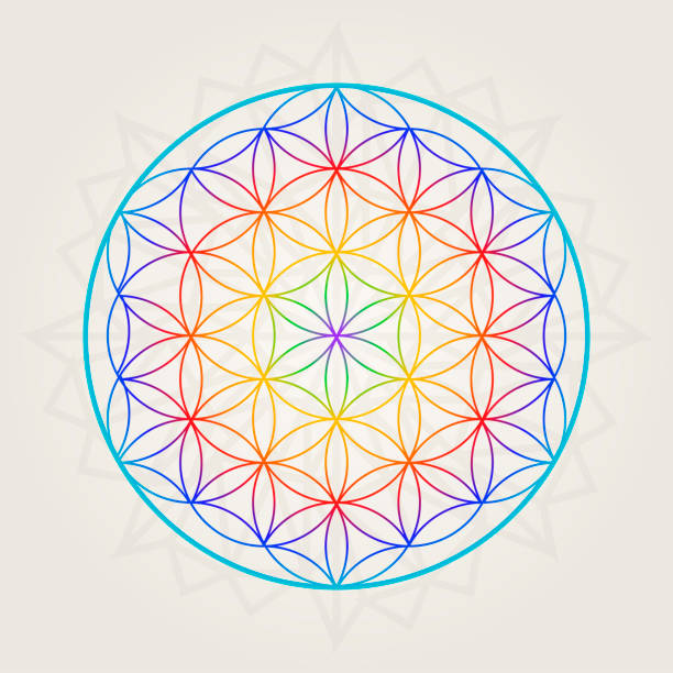 istock Multicolor Flower of life, rainbow tatoo style 1308754500