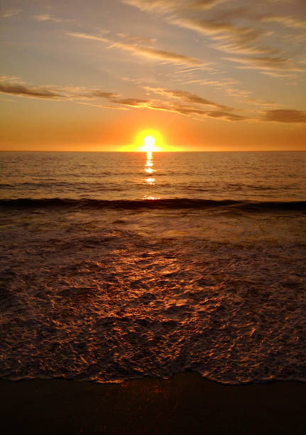 istock sunset at the seaside in Chile, orange sun light, brilliant ocean view. 1308763309