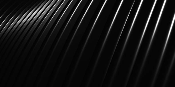 istock Parallel lines Black plastic tube texture Black curve distorted shape Modern abstract 3d illustration 1308763679