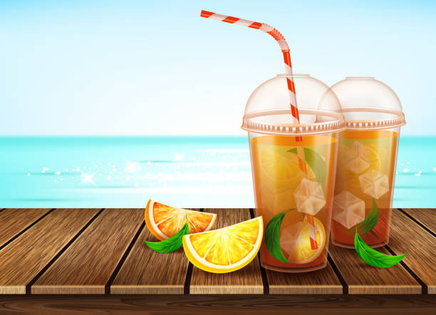 lemon iced tea creative promocyjny plakat wektor - pieced stock illustrations