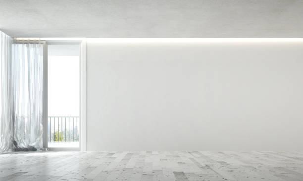 istock Modern living room and empty wall texture background interior design / 3D rendering 1308767909