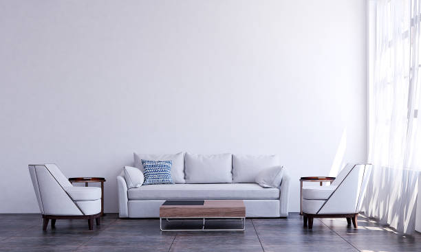 istock Modern luxury living room and white wall texture background interior design / 3D rendering 1308767918