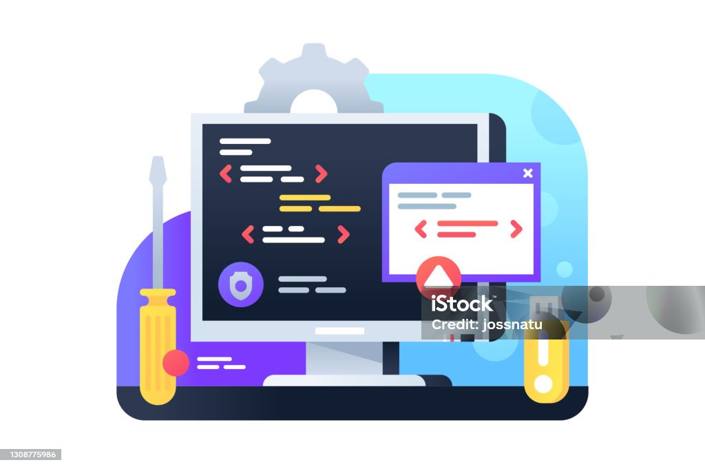 Programming Development Using Pc And It Technology Stock Illustration ...