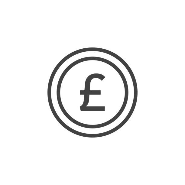 Pound coin outline icon. Vector Illustration. Pound coin outline icon. Vector Illustration. pound symbol stock illustrations