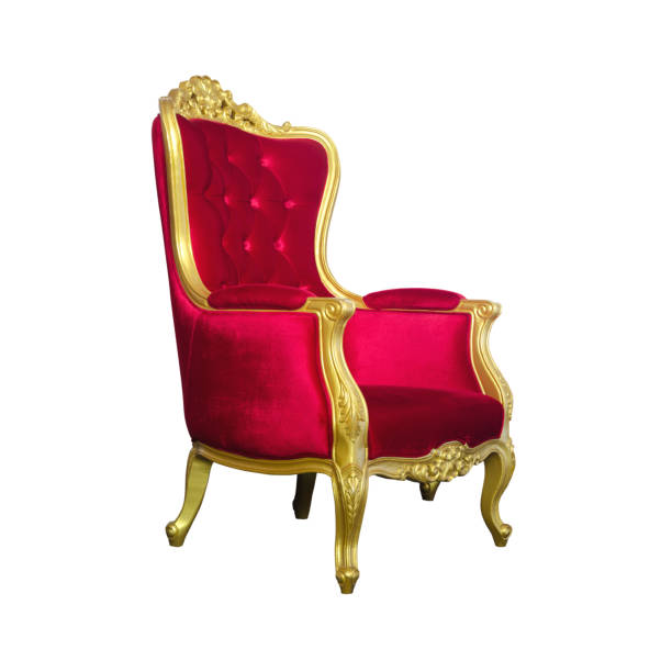 istock Red Luxurious Velvet armchair isolated on whte background with working path 1308784236