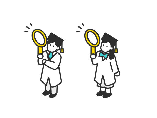 stockillustraties, clipart, cartoons en iconen met maak een studie van iets - universitair docent