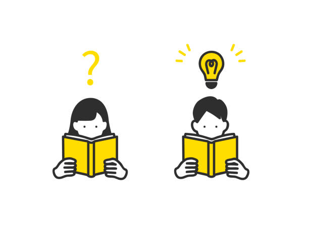 thinking and come up with an idea. thinking and come up with an idea. reading illustrations stock illustrations