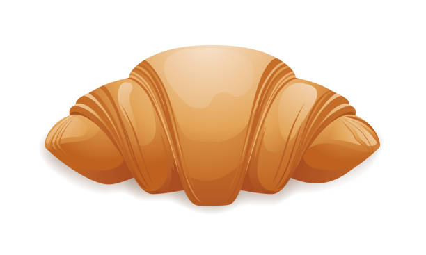 Illustration of croissant top view isolated on white vector art illustration