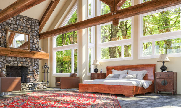 Luxury Chalet fireplace  bedroom