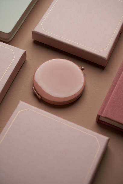 istock Cosmetics makeup powder background, top view 1308808269