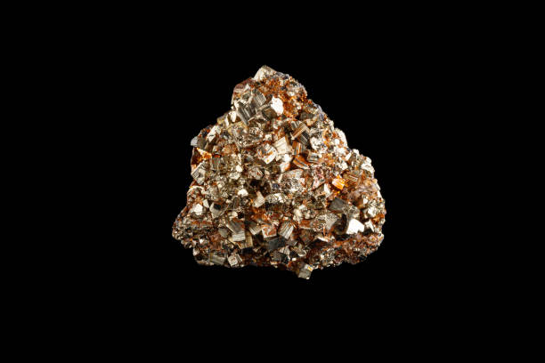 istock macro stone mineral Pyrite on a black background 1308812765