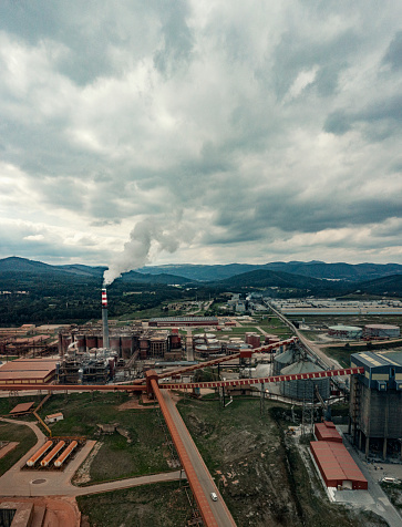 Industrial aluminium factory Aerial view of San Cibrao Galicia Spain