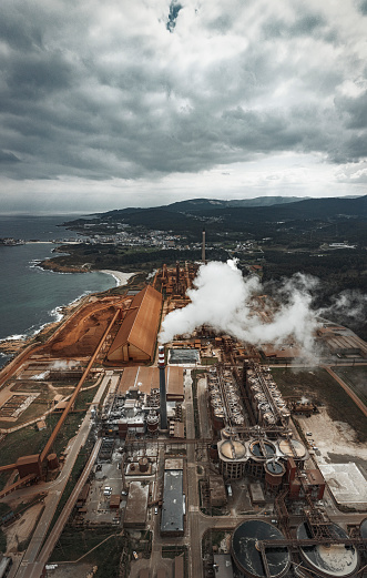 Industrial aluminium factory Aerial view of San Cibrao Galicia Spain