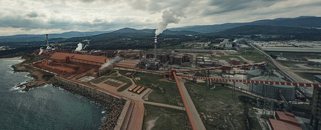 Industrial aluminium factory Aerial view of San Cibrao Galicia Spain