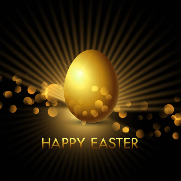 illustrazioni stock, clip art, cartoni animati e icone di tendenza di elegante sfondo uovo di pasqua dorato - easter greeting card eggs illuminated