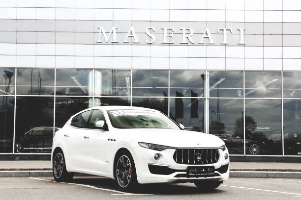 A luxury Maserati Levante car parked in the city. stock photo