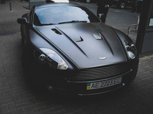 Luxurious English supercar Aston Martin DB9 Project Kahn parked in the city stock photo