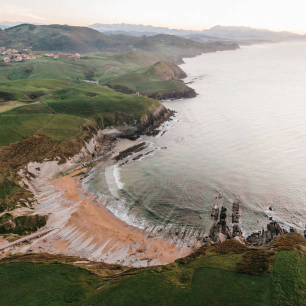 istock Beach at sunset as seen from above 1308834671